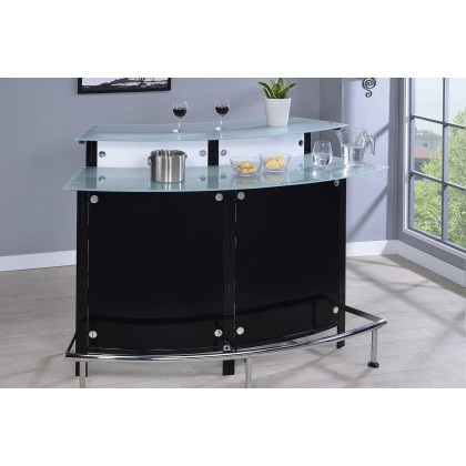 Coaster - Glass Top Bar Unit in Black
