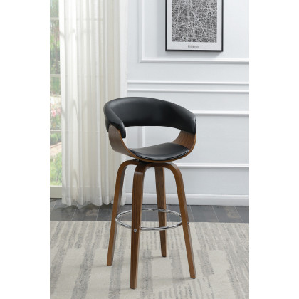 Coaster Upholstered Swivel Bar Stool - Walnut/Black