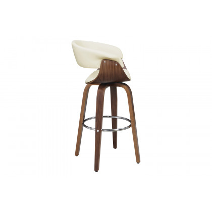 Coaster Upholstered Swivel Bar Stool - Walnut/Ecru
