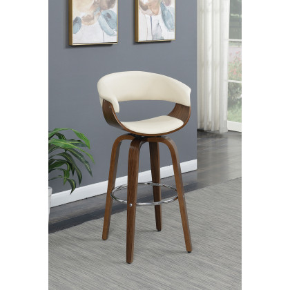 Coaster Upholstered Swivel Bar Stool - Walnut/Ecru