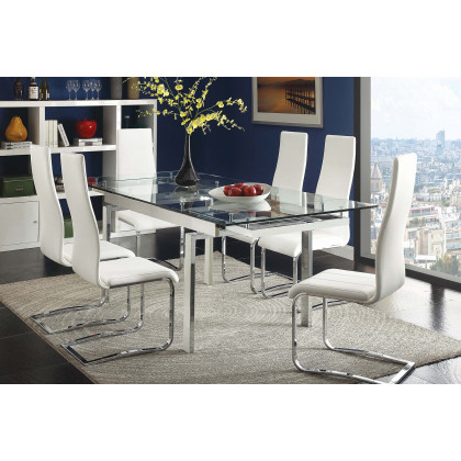 Coaster Anges High Back Dining Chairs (Set Of 4) - White/Chrome