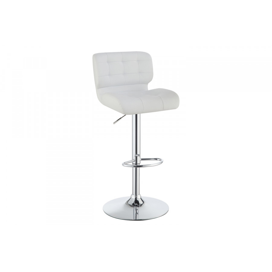 Coaster Upholstered Adjustable Bar Stools (Set Of 2) - Chrome/White