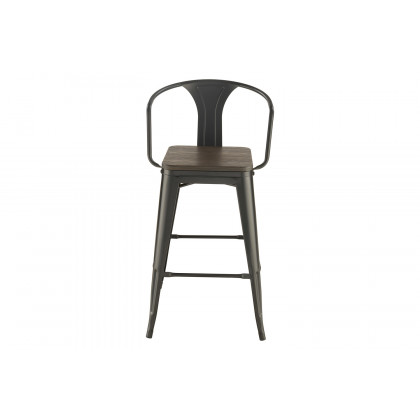 Coaster - Wooden Seat Bar Stools (Set Of 2) in Dark Elm/Matte Black
