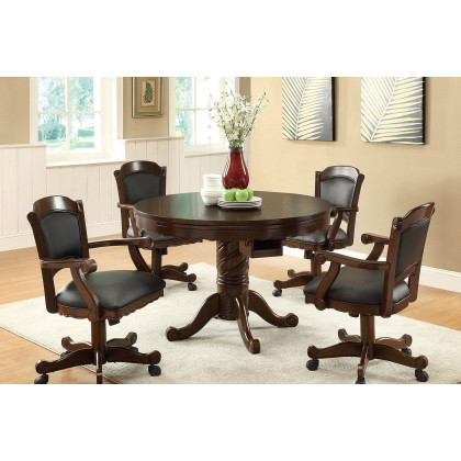 Coaster - Turk 3-In-1 Round Pedestal Game Table in Tobacco