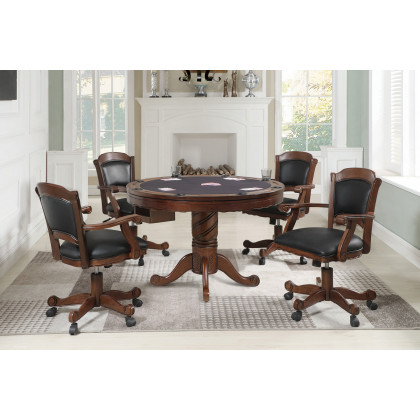 Coaster - Turk Game Chair With Casters in Black/Tobacco