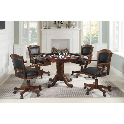 Coaster - Turk Game Chair With Casters in Black/Tobacco
