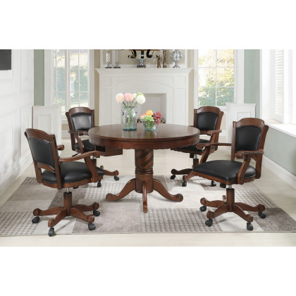 Coaster - Turk Game Chair With Casters in Black/Tobacco