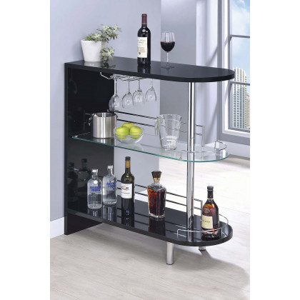 Coaster 3-Tier Bar Table - Black/Clear