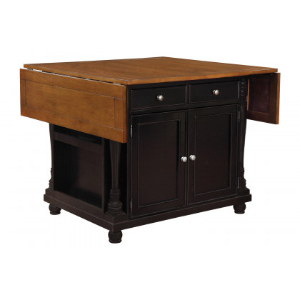 Coaster Slater 2-Drawer Kitchen Island with Drop Leaves - Brown/Black