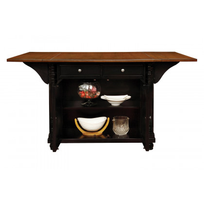 Coaster Slater 2-Drawer Kitchen Island with Drop Leaves - Brown/Black