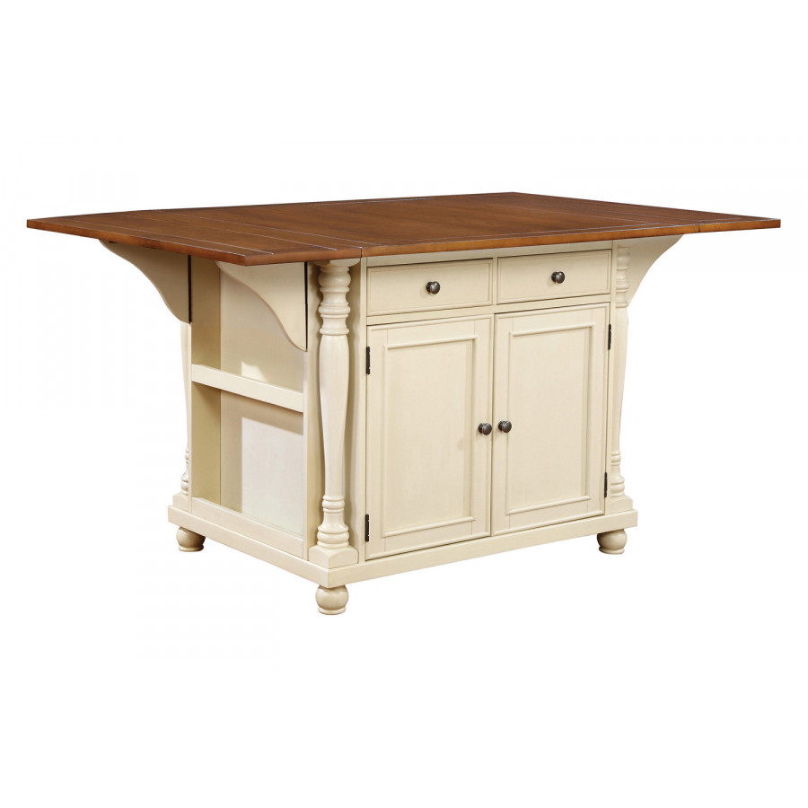 Coaster Slater 2-Drawer Kitchen Island with Drop Leaves - Brown/Buttermilk