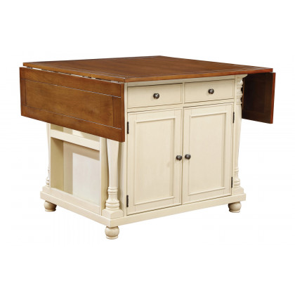Coaster Slater 2-Drawer Kitchen Island with Drop Leaves - Brown/Buttermilk