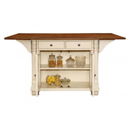 Coaster Slater 2-Drawer Kitchen Island with Drop Leaves - Brown/Buttermilk