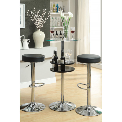 Coaster - 29" Adjustable Bar Stool in Chrome/Black