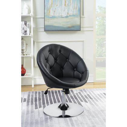 Coaster Round Tufted Swivel Chair - Black/Chrome