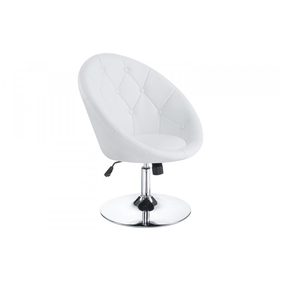 Coaster Round Tufted Swivel Chair - White/Chrome