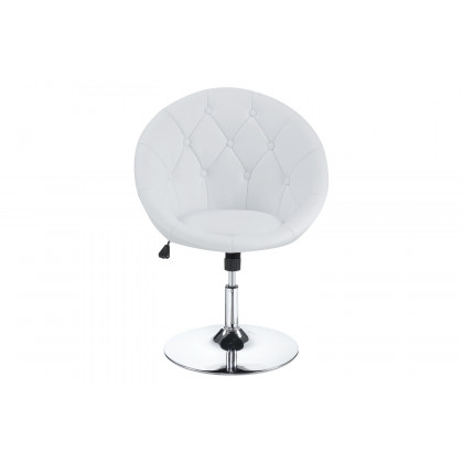 Coaster Round Tufted Swivel Chair - White/Chrome