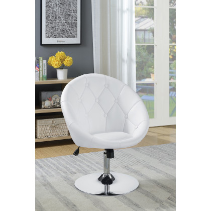 Coaster Round Tufted Swivel Chair - White/Chrome