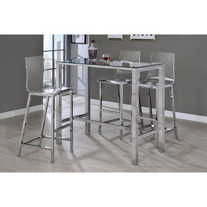 Coaster - Bar Table With Glass Top in Chrome