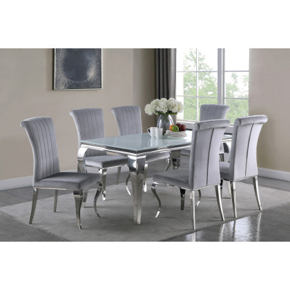 Coaster Carone Upholstered Side Chairs (Set Of 4) - Gray/Chrome
