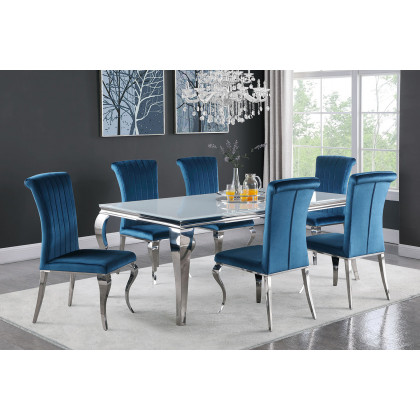 Coaster Carone Upholstered Side Chairs (Set Of 4) - Teal/Chrome