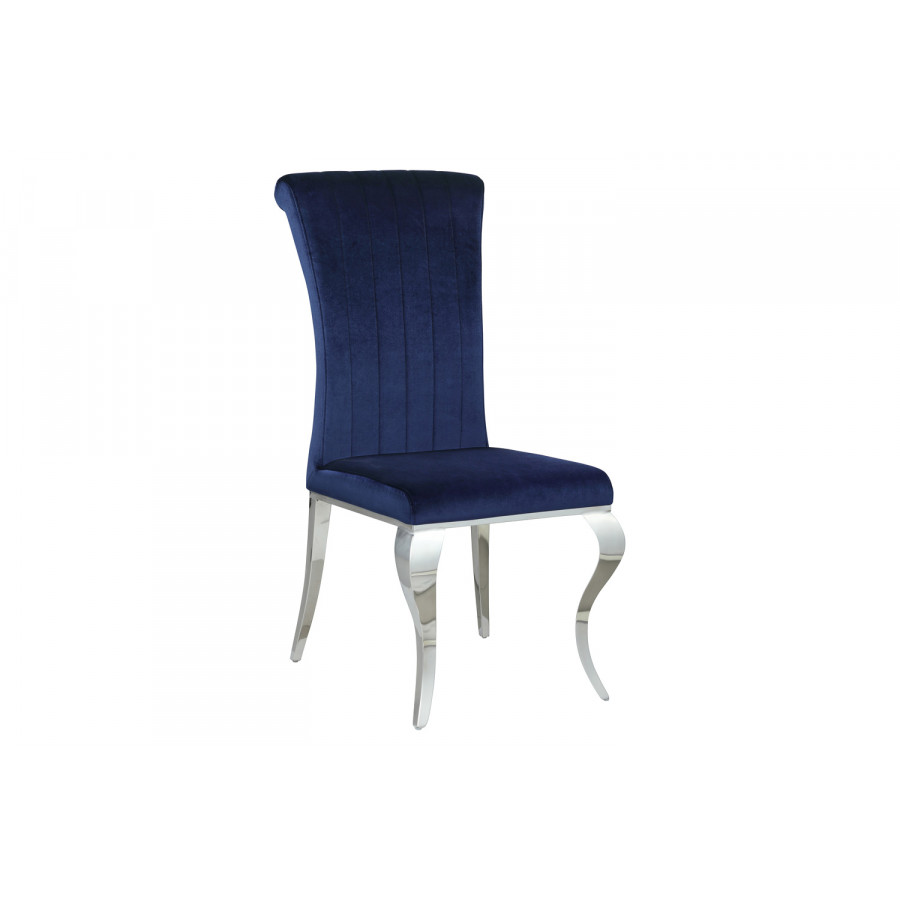 Coaster Carone Upholstered Side Chairs (Set Of 4) - Ink Blue/Chrome