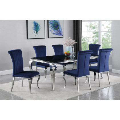Coaster Carone Upholstered Side Chairs (Set Of 4) - Ink Blue/Chrome