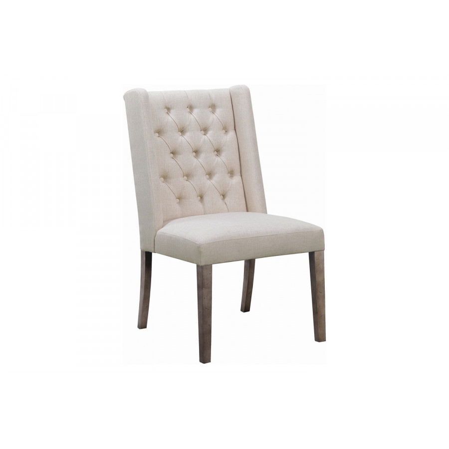 Coaster - Tufted Side Chairs (Set Of 2) in Dark Brown/Beige