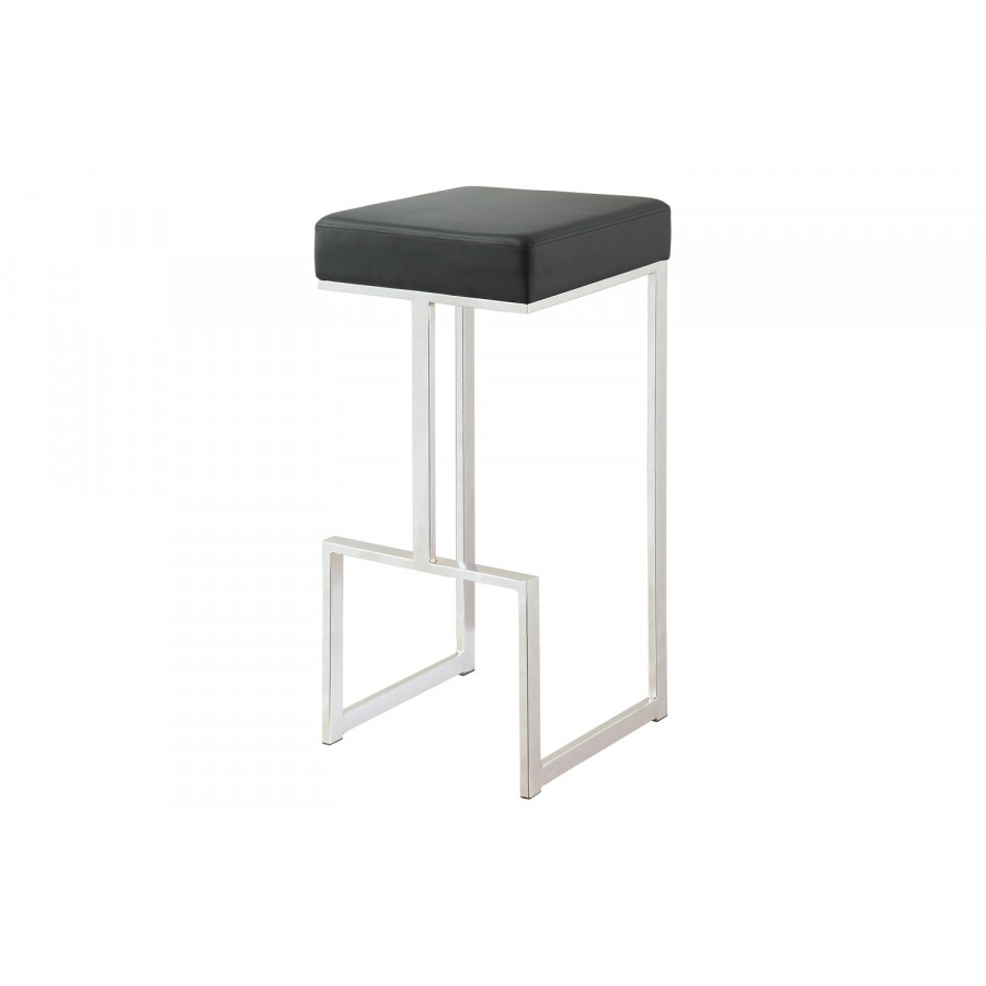 Coaster Square Bar Stool - Black/Chrome