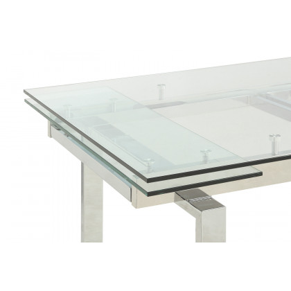 Coaster - Wexford Glass Top Dining Table With Extension Leaves in Chrome