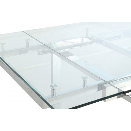 Coaster - Wexford Glass Top Dining Table With Extension Leaves in Chrome