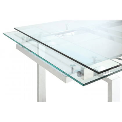 Coaster - Wexford Glass Top Dining Table With Extension Leaves in Chrome