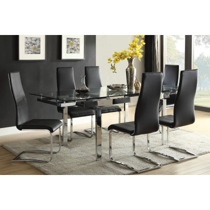 Coaster - Wexford Glass Top Dining Table With Extension Leaves in Chrome