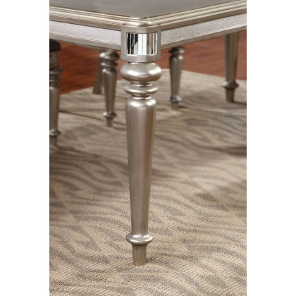 Coaster - Danette Rectangular Dining Table With Leaf in Metallic Platinum