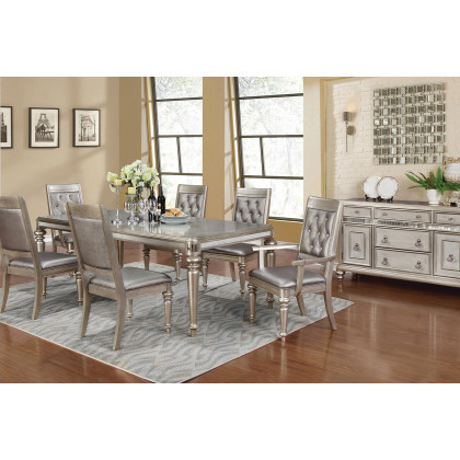 Coaster - Danette Rectangular Dining Table With Leaf in Metallic Platinum
