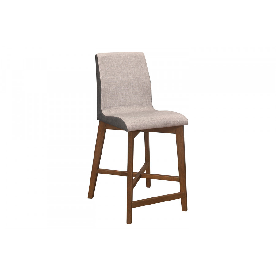 Coaster - Upholstered Counter Height Stools (Set Of 2) in Light Gray/Natural Walnut