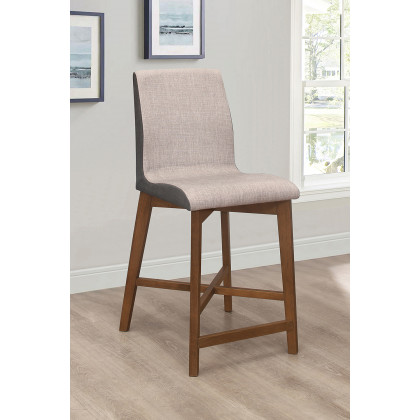 Coaster - Upholstered Counter Height Stools (Set Of 2) in Light Gray/Natural Walnut