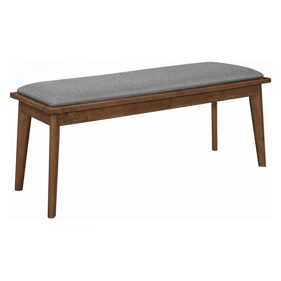 Coaster - Alfredo Upholstered Dining Bench in Gray/Natural Walnut