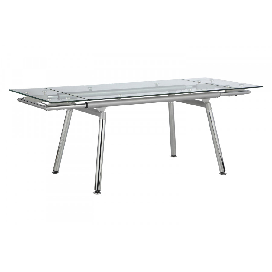 Coaster - Sonnett Expandable Glass Top Dining Table in Chrome/Clear