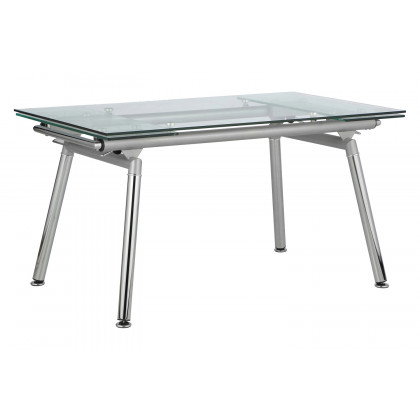 Coaster - Sonnett Expandable Glass Top Dining Table in Chrome/Clear