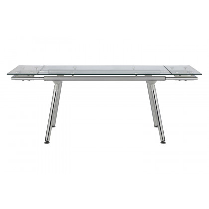 Coaster - Sonnett Expandable Glass Top Dining Table in Chrome/Clear