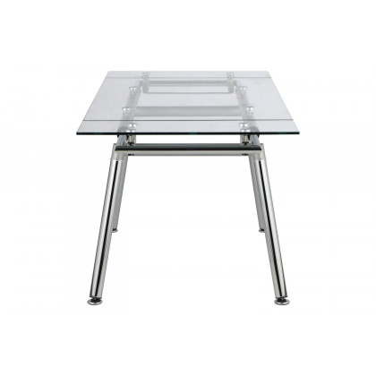 Coaster - Sonnett Expandable Glass Top Dining Table in Chrome/Clear