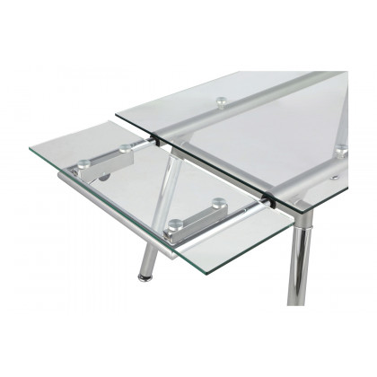 Coaster - Sonnett Expandable Glass Top Dining Table in Chrome/Clear