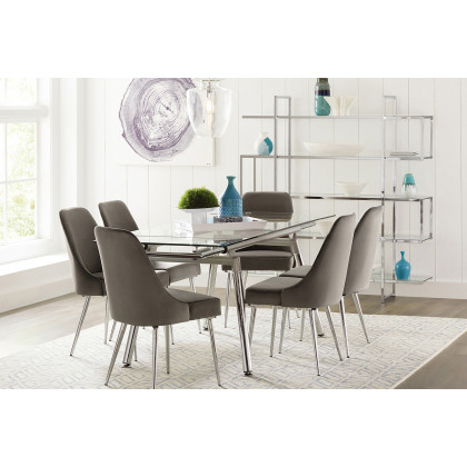 Coaster - Sonnett Expandable Glass Top Dining Table in Chrome/Clear