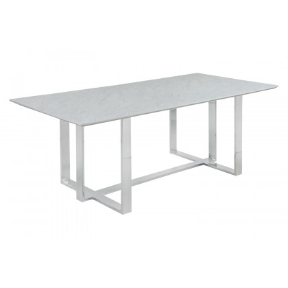 Coaster - Annika Rectangular Glass Top Dining Table in White/Chrome