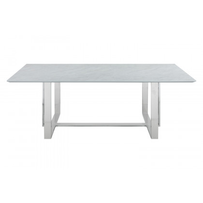 Coaster - Annika Rectangular Glass Top Dining Table in White/Chrome