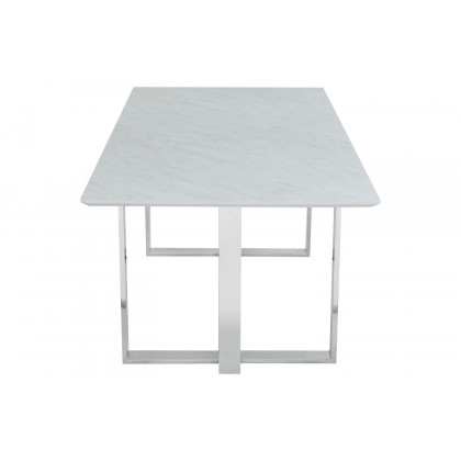 Coaster - Annika Rectangular Glass Top Dining Table in White/Chrome