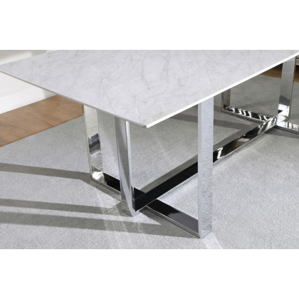 Coaster - Annika Rectangular Glass Top Dining Table in White/Chrome
