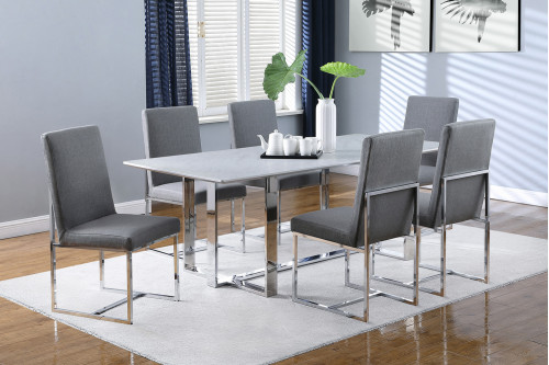 Coaster™ Annika Rectangular Glass Top Dining Table - White/Chrome