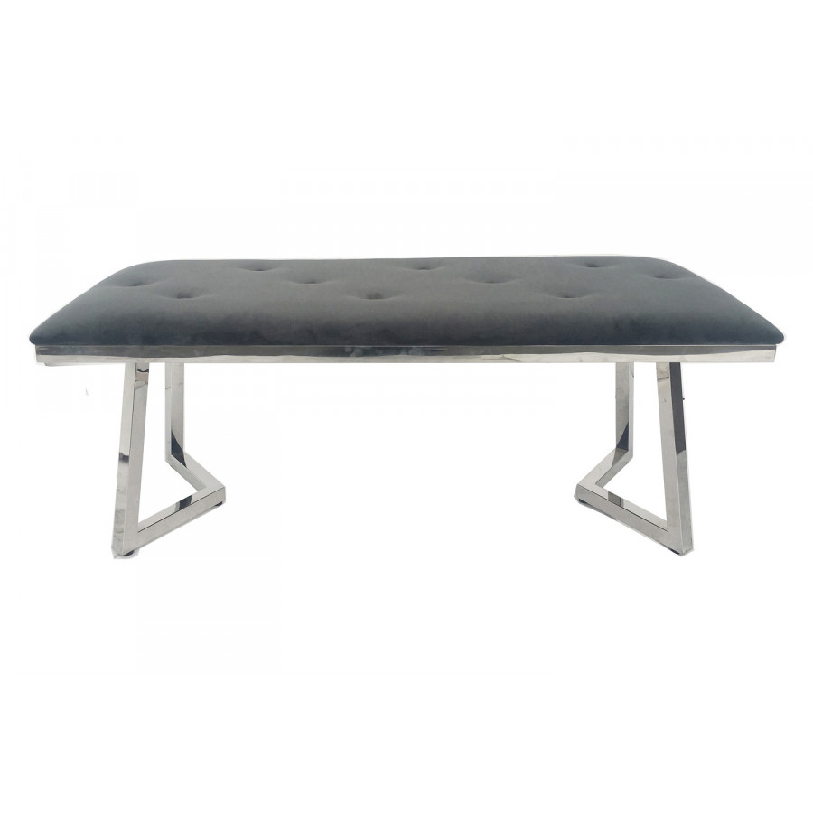 Coaster - Beaufort Upholstered Tufted Bench in Dark Gray